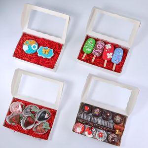 DOPONE 50 Cajas <span class=keywords><strong>de</strong></span> Cartón Reciclables Blancas <span class=keywords><strong>de</strong></span> 8x5x2 Pulgadas para Panadería con Ventana y Recubrimiento UV para Brownies Cubiertos <span class=keywords><strong>de</strong></span> <span class=keywords><strong>Chocolate</strong></span> - Product Image 6