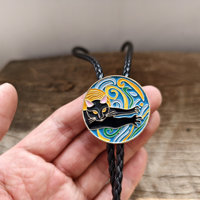 Collier personnalisé avec logo, cravate bolo en métal émaillé noir, motif chat