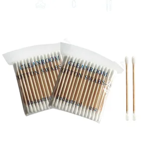 Disposable Double Headed Clean Wooden Bamboo Stick Cotton Bud Cosmetic Makeup Remover Cotton Swab