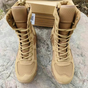Bottes tactiques DF23 0623 Coyote Brown Desert Bootws en daim respirant pour toutes les saisons, style outdoor à lacets, tige haute. - Product Image 2