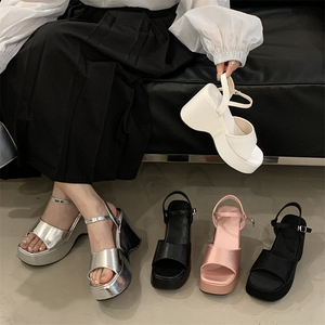 Sandalias de tacón de cuña con plataforma y punta abierta para mujer, estilo europeo-americano, cómodas y transpirables, para verano 2025 - Product Image 2