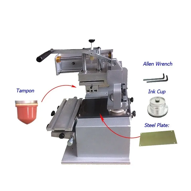 मिनी पीने योग्य Tampo प्रिंटर स्याही कप करीब प्रणाली कठोरता मैनुअल पैड छपाई मशीन के लिए हस्तांतरण ट्रेडमार्क लोगो