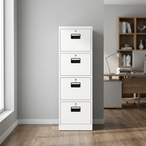 White Modern Vertical <b>File</b> <b>Cabinets</b> Lockable <b>4</b>-<b>Drawer</b> for Home -Office Hotel School Gym Hospital Workshop Bedroom Living Room - Product Image 4