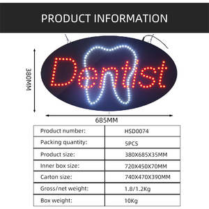 Enseigne LED ovale pour <span class=keywords><strong>dentiste</strong></span>, 15 x 27 pouces, enseignes électroniques à message défilant pour fenêtre - Product Image 3