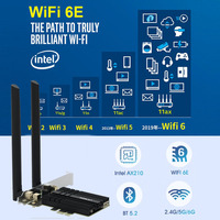 Tarjeta de Red Inalámbrica Intel AX210ngw 802.11AX PCIe para Escritorio, 3000Mbps WiFi 6E Doble Banda 2.4G/5G/6G BT 5.2 Interna Intel AX210