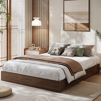 Cadre de lit en bois moderne et minimaliste, entièrement autoportant, sur mesure, disponible en tailles Queen, King, Full et Twin, avec plateforme.