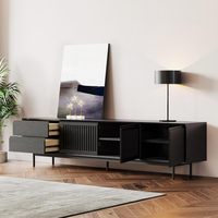Combohome Meubles de téléviseur en bois pour salon de gros Meubles de télévision Style moderne MDF Noir Table de télévision Table basse