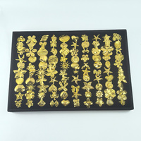 Lot de 100 bagues en acier inoxydable plaqué or, style punk, papillon doré, en boîte, vente en gros