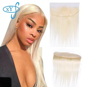 XYS 100% Cheveux Remy Indiens Premières 613 Dentelle Frontale Fermeture Perruque, Chaude Pré Pincées de Cheveux Humains Dentelle Perruque, 613 Transparent Blonde Droite Perruque