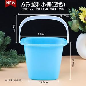Cubo de agua cuadrado de plástico para niños, para jugar en la arena de la playa, material PP grueso, cubo pequeño colorido con asa para lavar. - Product Image 3