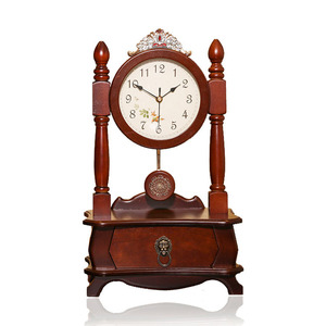 Solid Wood European Retro <b>Table</b> <b>Clock</b> Circular Silent Living Room Decor T1003 - Product Image 4