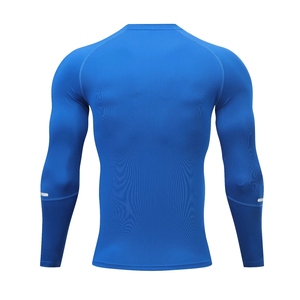 Tops de <span class=keywords><strong>entrenamiento</strong></span> deportivo para hombres, <span class=keywords><strong>mallas</strong></span> azules de compresión para jóvenes, manga larga, poliéster transpirable, licra, venta al por mayor para la temporada de primavera - Product Image 5