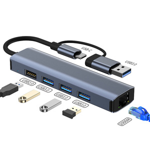 Concentrador de red <span class=keywords><strong>USB</strong></span> tipo C 5 en 1, adaptador divisor de 4 puertos, OTG, <span class=keywords><strong>USB</strong></span> para PC, <span class=keywords><strong>Macbook</strong></span> Pro 13, <span class=keywords><strong>Air</strong></span> Mi Pro, accesorios convertidores - Product Image 1