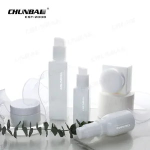30Ml 50Ml 100Ml 300 Ml Full Set White Unique Glass Liquid Customizable Luxury Cosmetics Packaging Set Containers And Packaging