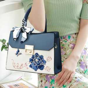 Tas tangan wanita, kapasitas besar, tas kulit PU untuk wanita, tren terbaru bermotif, tas bahu bordir wanita - Product Image 4