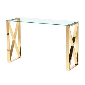 <span class=keywords><strong>Table</strong></span> <span class=keywords><strong>console</strong></span> design <span class=keywords><strong>2026</strong></span> en forme de X, de qualité supérieure, avec structure en acier inoxydable et plateau en verre trempé, pour salon et hall d'entrée - Product Image 1