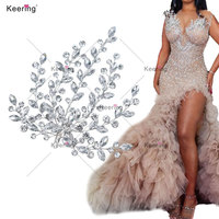 WHD-069 feuilles conception coudre femmes tissu chapeau strass cristal patchs pour robes de mariée vêtements