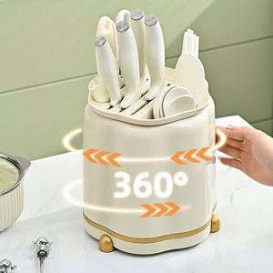 New Kitchen Rotating Knife Holder OEM ODM Multi-functional Knife Storage Rack Household Storage Chopsticks Rack - Product Image 3