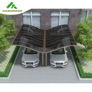 Olycarbonate-toldo doble de metal con techo de arco para aparcamiento, toldo de metal para estacionamiento