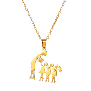 Collier en acier inoxydable pour la fête des mères, pendentif en forme de cœur pour maman, fils, fille, cadeau familial, bijoux, chaîne plaquée or 18 carats - Product Image 5