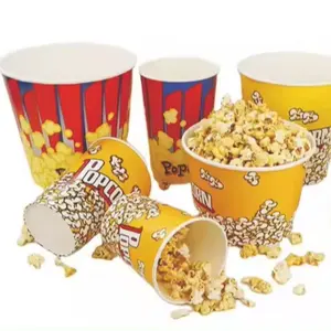 Disposable Custom Logo Printed Paper Food Buckets Custom Plastic Popcorn Bucket