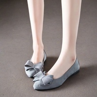 Nouvelle Tendance Pas Cher en Gros Chaussures Plates de Danse à Nœud Papillon en Cuir PU Confortables pour Femmes