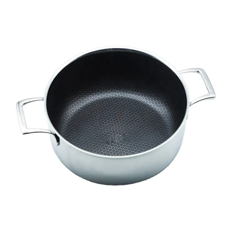 メーカーレストラン調理鍋セットステンレス鋼商業28cmハニカムパターン焦げ付き防止鍋