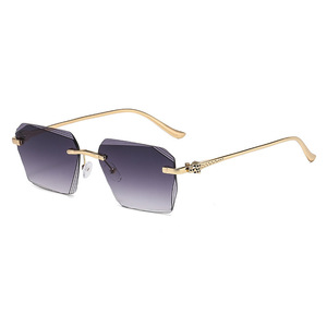 Rimless Women <b>Sunglasses</b> Rectangle <b>Gradient</b> Lenses UV400 Sun Protection Fashionable Adult Style - Product Image 4