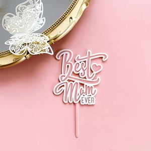 Acrylic <strong>Best</strong> MOM Birthday Party Cake Topper Golden Thanksgiving Mothers Day Love <strong>Mum</strong> Holiday Cake Decoration - Product Image 3