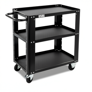 Carrito de Almacenamiento USAG de 3 Niveles, Metálico Negro con Ruedas para Logística de Almacén - Product Image 2