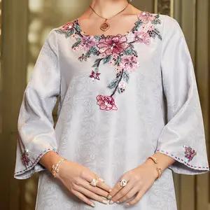 Eid Oem 2024 Nieuw Ontwerp Vrouwen Mode Moslim Lange Mouwen Abaya Islamic Kleding Moslim Jurken Baju Kurung Malaysia