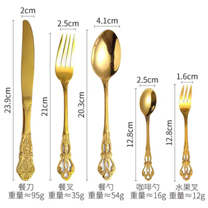 Ensemble de couverts de luxe royal en acier inoxydable doré, fourchette, cuillère, couteau - Product Image 5