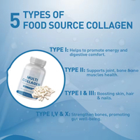 Capsules de collagène multiples, 5 types de collagène complexe, complément alimentaire pour la peau, les cheveux, les ongles et les articulations