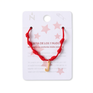 Bracciale in acciaio inossidabile con nodo a sette stelle e ciondolo con lettera J per donna - Product Image 2