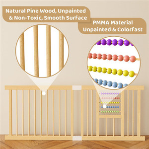 Parc pour bébé Montessori pliable, barrière de sécurité <span class=keywords><strong>en</strong></span> <span class=keywords><strong>bois</strong></span> pour bébé, barrière de sécurité portable pour enfant, porte de sécurité, clôture - Product Image 4