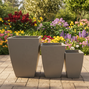 Macetas cuadradas <span class=keywords><strong>de</strong></span> fibra <span class=keywords><strong>de</strong></span> vidrio en blanco y negro <span class=keywords><strong>para</strong></span> uso interior y exterior <span class=keywords><strong>para</strong></span> plantas <span class=keywords><strong>para</strong></span> jardín y hogar - Product Image 3