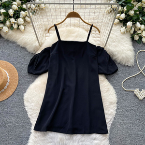 Blouses d'été <span class=keywords><strong>sexy</strong></span> à manches courtes pour femmes, chemises unies à manches bouffantes, hauts <span class=keywords><strong>sexy</strong></span> pour femmes, vêtements pour femmes en gros - Product Image 2