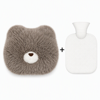 Housse de bouteille d'eau chaude en peluche ours mignon avec fausse fourrure douce, chauffe-mains pour le confort hivernal et la thérapie thermique