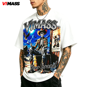 Camiseta Blanca Personalizada con Cuello Redondo, Estampado y Bordado, para <span class=keywords><strong>Hombre</strong></span>, al por Mayor, para Ropa Urbana - Product Image 1