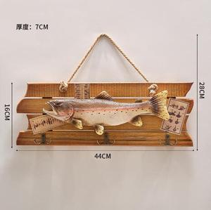 <span class=keywords><strong>Poisson</strong></span> suspendu en <span class=keywords><strong>bois</strong></span> de style méditerranéen <span class=keywords><strong>décoration</strong></span> murale de campagne de style américain artisanat de <span class=keywords><strong>poisson</strong></span> <span class=keywords><strong>décoration</strong></span> de manteau et de crochet de chapeau - Product Image 2