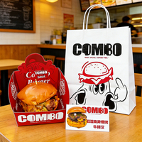 Empaque de Cartón Blanco Biodegradable, Reciclable y Desechable, Ecológico, Impreso Personalizado, para Hamburguesas y Sándwiches de Comida Rápida