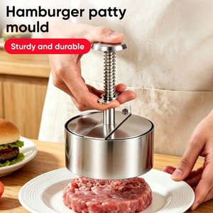 Prensa para Hamburguesas de Acero Inoxidable 304 de Grado Alimenticio, Antiadherente, con Resorte, Desmontable, Molde para Hacer Hamburguesas y Empanadillas - Product Image 1