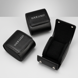 Estuche de Viaje para Reloj Individual de Cuero PU Premium con Logotipo Personalizado, Caja Protectora para Reloj con Cierre de Botón a Presión Seguro - Product Image 1
