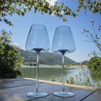 Verre à vin cannelé haut de gamme en cristal sans plomb, style américain, fait main, 720 ml, transparent, pour la maison