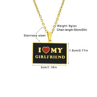 Colliers pendentifs en acier inoxydable à la mode pour la Saint-Valentin, avec inscription « Je t'aime » pour papa, maman, émo, petit ami, petite amie, vente en gros