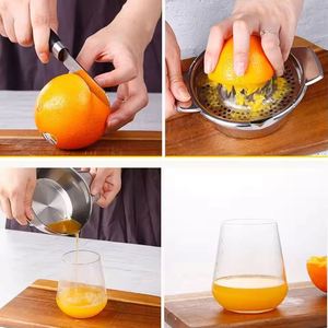 Presse-agrumes manuel en acier inoxydable de qualité supérieure avec passoire pour jus de citron et d'orange - Product Image 4