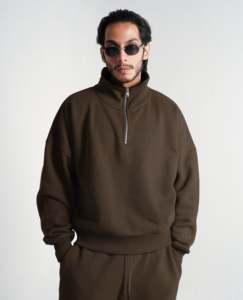 Sudadera con capucha en blanco con logotipo personalizado orgánico ultra pesado para correr, respetuoso con el medio ambiente, con hombros caídos, sudaderas con cremallera de gran tamaño - Product Image 6