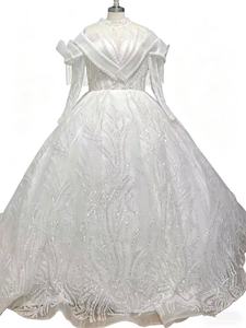 Abito da Sposa Lungo con Frange Stile 2026 - Elegante Abito Formale di Lusso con Strass e Strascico a Coda di Rondine - Product Image 2