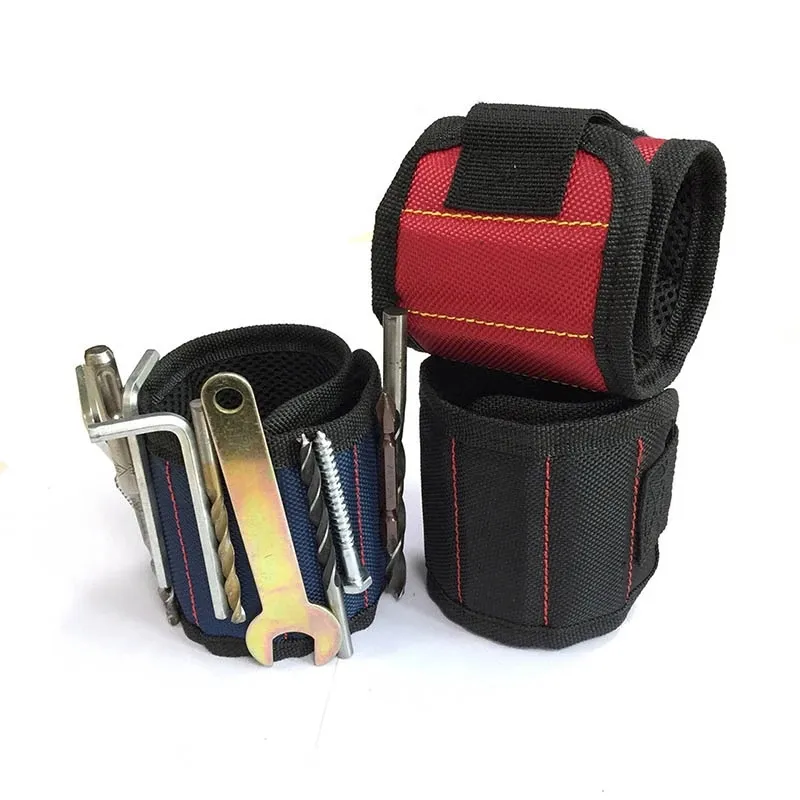 ZK30 Magnetic Wristband Portable Tool Bag with 3/5 Magnet Wrist Tool Belt Screws Nails Drill Bits Bracelet for Repair Tool