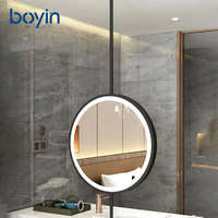 BOYIN Salle de bain Vente en gros Commode murale intelligente avec miroir de maquillage ondulé et armoire avec lumières LED Corps complet pour salle de bain et table